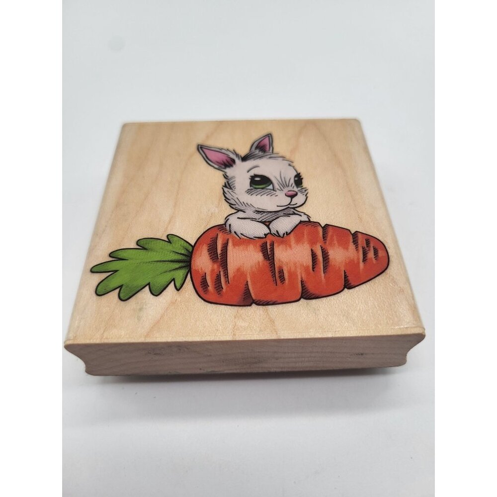 Stampabilities Bunny W/ Carrot Wood Rubber Stamp 2015 Easter Spring Card Craft